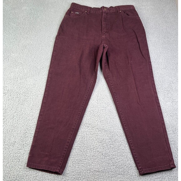 VINTAGE  Riders Jeans Women 18P Burgundy Tapered High Rise Denim Mom USA 31 x 28 - Picture 1 of 16